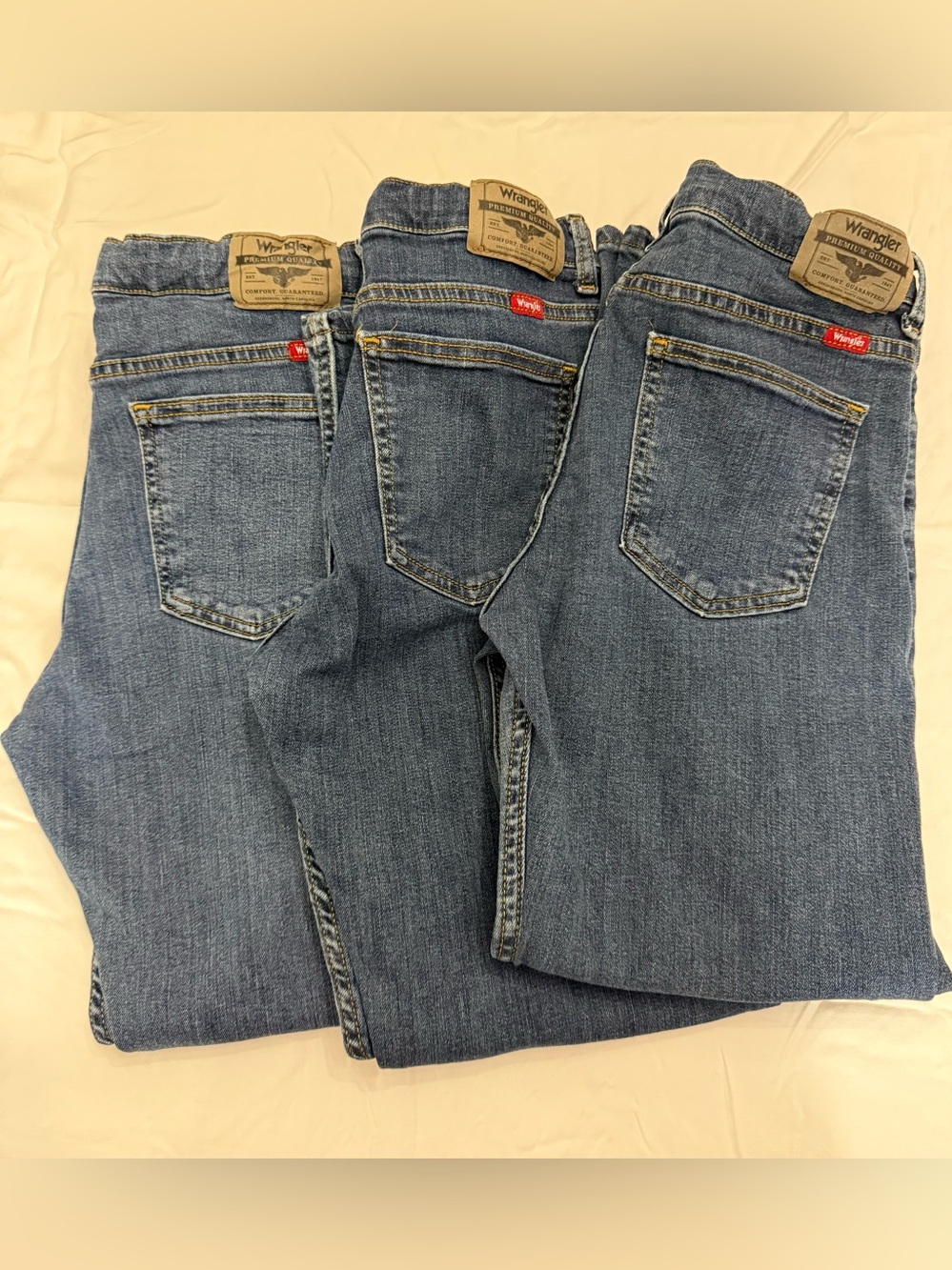 Wrangler Kids Classic Straight Size 14 Husky Blue Denim Jeans - Bundle of 3